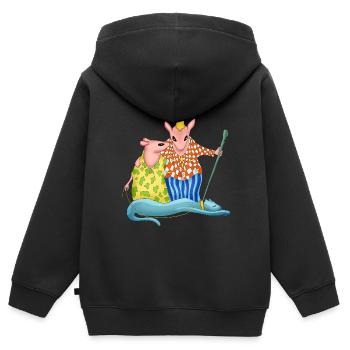 la reine et le roi souris - Sweat Premium à capuche zippé enfant bio - noir - Dos - AI Model Kid Male (0cm)