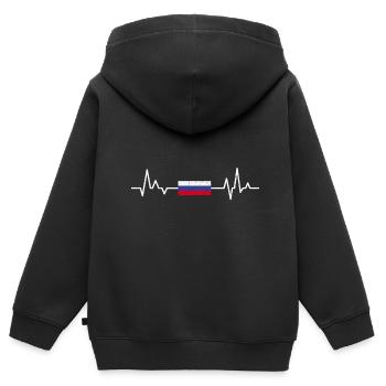 Russie - Sweat Premium à capuche zippé enfant bio - noir - Dos - AI Model Kid Male (0cm)
