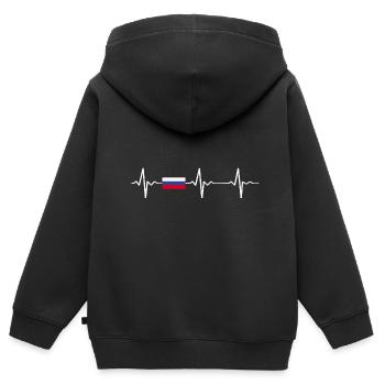 Russie - Sweat Premium à capuche zippé enfant bio - noir - Dos - AI Model Kid Male (0cm)