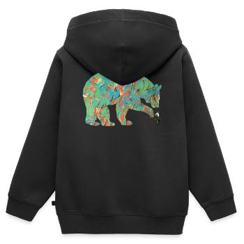 ours avec perce neige e 4 - Sweat Premium à capuche zippé enfant bio - noir - Dos - AI Model Kid Male (0cm)