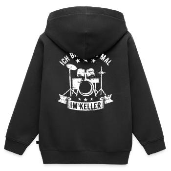 Ich Bin Dann Mal Im Keller Schlagzeuger Schlagzeug - Kinder Premium Organic Zip Hoodie - Schwarz - Hinten - AI Model Kid Male (0cm)