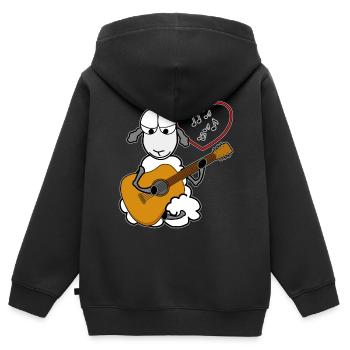 Akustische Gitarre spielen - Kinder Premium Organic Zip Hoodie - Schwarz - Hinten - AI Model Kid Male (0cm)