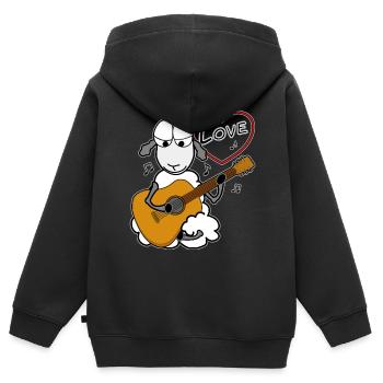 Akustische Gitarre spielen - Kinder Premium Organic Zip Hoodie - Schwarz - Hinten - AI Model Kid Male (0cm)
