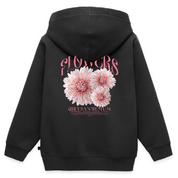 Chrysanthèmes, Chrysanthèmes, Fleur, Fleurs - Sweat Premium à capuche zippé enfant bio - noir - Dos - AI Model Kid Male (0cm)