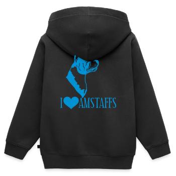 stafford © - www.dog-power.nl - Kinder Premium Organic Zip Hoodie - Schwarz - Hinten - AI Model Kid Male (0cm)