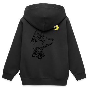 Wolf und Mond - Kinder Premium Organic Zip Hoodie - Schwarz - Hinten - AI Model Kid Male (0cm)