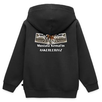 Mustafa Kemal´in Askerleriyiz - Sweat Premium à capuche zippé enfant bio - noir - Dos - AI Model Kid Male (0cm)