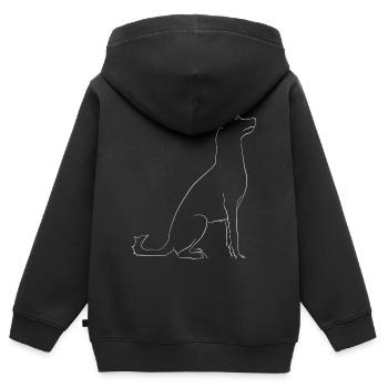 Stilisierter belgischer Schäferhund Malinois Hund - Kinder Premium Organic Zip Hoodie - Schwarz - Hinten - AI Model Kid Male (0cm)