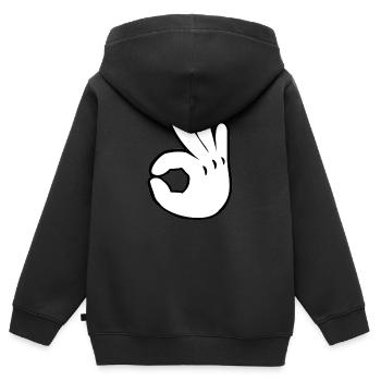 Ok les doigts ok - Sweat Premium à capuche zippé enfant bio - noir - Dos - AI Model Kid Male (0cm)