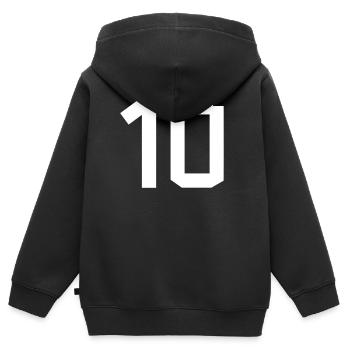 Number 10 - Kinder Premium Organic Zip Hoodie - Schwarz - Hinten - AI Model Kid Male (0cm)