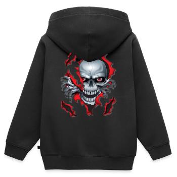 Skull - Sweat Premium à capuche zippé enfant bio - noir - Dos - AI Model Kid Male (0cm)
