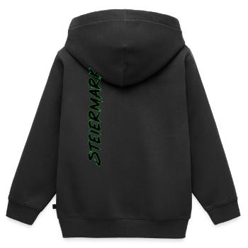Steiermark - Kinder Premium Organic Zip Hoodie - Schwarz - Hinten - AI Model Kid Male (0cm)