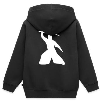 Haidong Gumdo - Sweat Premium à capuche zippé enfant bio - noir - Dos - AI Model Kid Male (0cm)