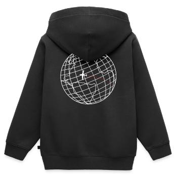 dunkle weltkugel design globus globus - Kinder Premium Organic Zip Hoodie - Schwarz - Hinten - AI Model Kid Male (0cm)