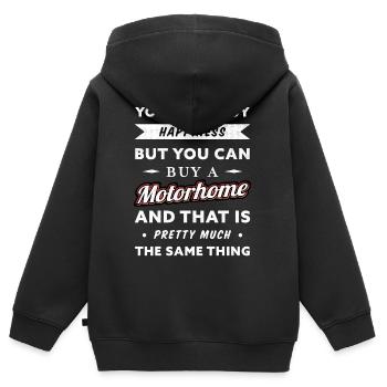 Glück kann man nur mit einem Wohnmobil kaufen - Kinder Premium Organic Zip Hoodie - Schwarz - Hinten - AI Model Kid Male (0cm)