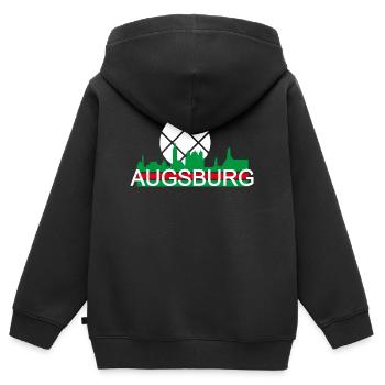 Augsburg - Skyline - Kinder Premium Organic Zip Hoodie - Schwarz - Hinten - AI Model Kid Male (0cm)