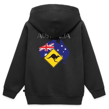 Australie TShirt - Australie T-Shirt - Sweat Premium à capuche zippé enfant bio - noir - Dos - AI Model Kid Male (0cm)