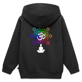 Symboles de chakra de méditation Les sept chakras - Sweat Premium à capuche zippé enfant bio - noir - Dos - AI Model Kid Male (0cm)