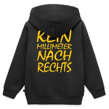 kein millimeter nach rechts - Kinder Premium Organic Zip Hoodie - Schwarz - Hinten - AI Model Kid Male (0cm)