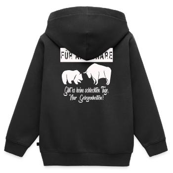 Aktien Börse WallStreet Investieren Investor - Kinder Premium Organic Zip Hoodie - Schwarz - Hinten - AI Model Kid Male (0cm)