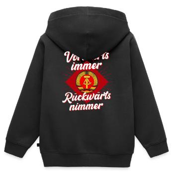 DDR Vorwärts Immer Rückwärts Nimmer - Kinder Premium Organic Zip Hoodie - Schwarz - Hinten - AI Model Kid Male (0cm)