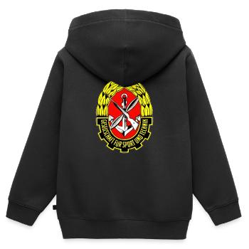 DDR Gesellschaft Für Sport Und Technik - Kinder Premium Organic Zip Hoodie - Schwarz - Hinten - AI Model Kid Male (0cm)