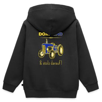 Dorfkind und stolz darauf-Fun Geschenk T-Shirt - Kinder Premium Organic Zip Hoodie - Schwarz - Hinten - AI Model Kid Male (0cm)