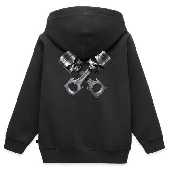 Pistons de moteur de crâne - Sweat Premium à capuche zippé enfant bio - noir - Dos - AI Model Kid Male (0cm)