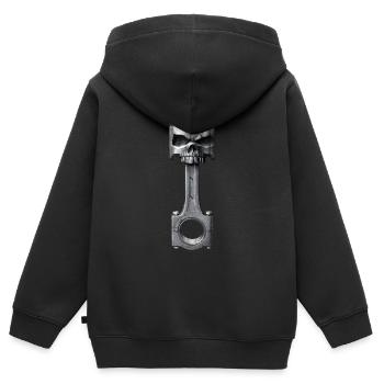 Piston de tête de mort - Sweat Premium à capuche zippé enfant bio - noir - Dos - AI Model Kid Male (0cm)
