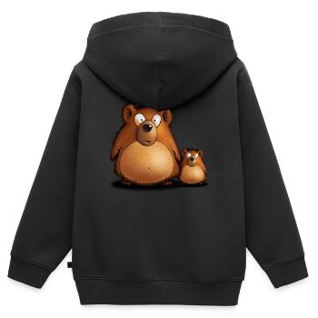 Deux ours - Sweat Premium à capuche zippé enfant bio - noir - Dos - AI Model Kid Male (0cm)