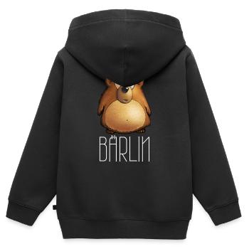 Capitale Berlin Bear Bärlin - Sweat Premium à capuche zippé enfant bio - noir - Dos - AI Model Kid Male (0cm)