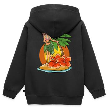 Hawaii hula girl - Kids Premium Organic Zip-up Hoodie - black - Back - AI Model Kid Male (0cm)