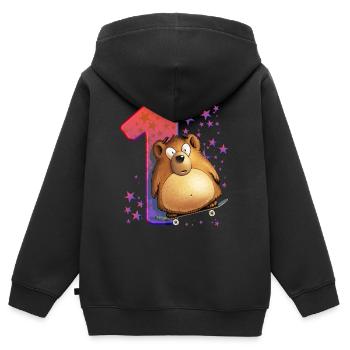 1. Anniversaire 2 ans Ours - Sweat Premium à capuche zippé enfant bio - noir - Dos - AI Model Kid Male (0cm)