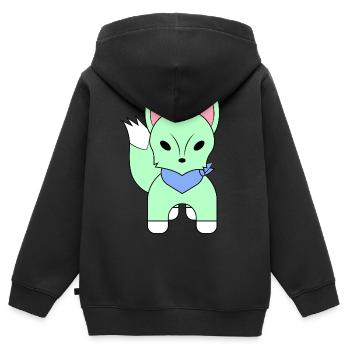 Fuchs mit Halstuch - Kinder Premium Organic Zip Hoodie - Schwarz - Hinten - AI Model Kid Male (0cm)