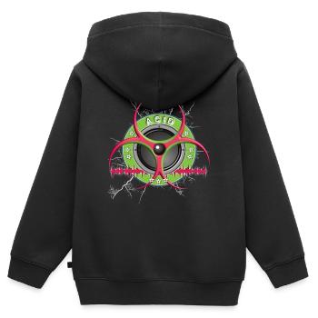 Acid Musique Techno - Sweat Premium à capuche zippé enfant bio - noir - Dos - AI Model Kid Male (0cm)