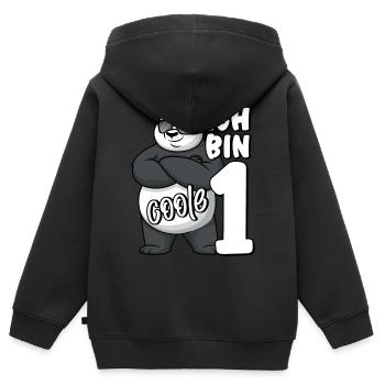 1. Geburtstag Junge 1 Jahr Panda Ich bin coole 1 - Kinder Premium Organic Zip Hoodie - Schwarz - Hinten - AI Model Kid Male (0cm)