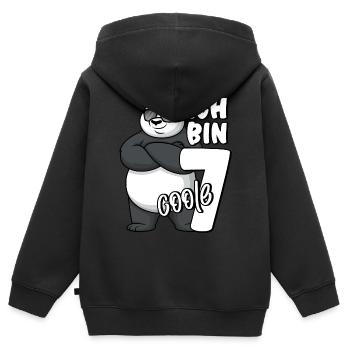 7. Geburtstag Junge 7 Jahre Panda Ich bin coole 7 - Kinder Premium Organic Zip Hoodie - Schwarz - Hinten - AI Model Kid Male (0cm)