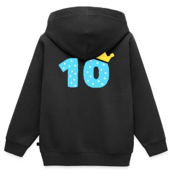 10 Krone 10. Geburtstag 10 Jahre - Kinder Premium Organic Zip Hoodie - Schwarz - Hinten - AI Model Kid Male (0cm)