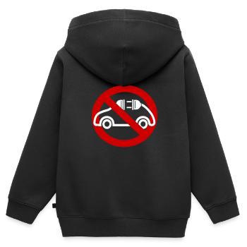 Anti voiture électrique contre voiture électrique avec électricité - Sweat Premium à capuche zippé enfant bio - noir - Dos - AI Model Kid Male (0cm)