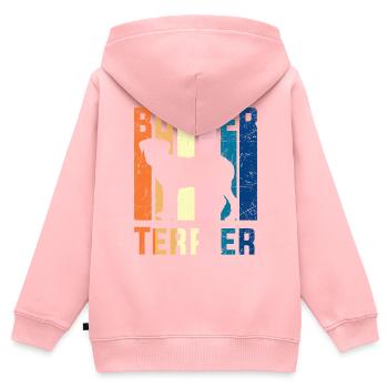Border Terrier - Sweat Premium à capuche zippé enfant bio - rose - Dos - AI Model Kid Female (0cm)