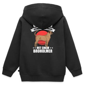 Broholmer Herrchen - Kinder Premium Organic Zip Hoodie - Schwarz - Hinten - AI Model Kid Male (0cm)