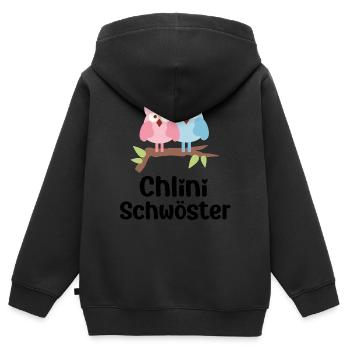 Chlini Schwöster grossi Schwöster Schweiz Baby - Kinder Premium Organic Zip Hoodie - Schwarz - Hinten - AI Model Kid Male (0cm)