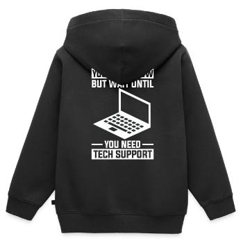 Informaticien Ordinateur Imprimante Ordinateur Écriture - Sweat Premium à capuche zippé enfant bio - noir - Dos - AI Model Kid Male (0cm)