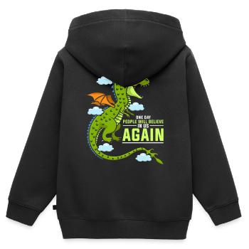 J’aime les dragons, les dragons, les amateurs de dragons - Sweat Premium à capuche zippé enfant bio - noir - Dos - AI Model Kid Male (0cm)