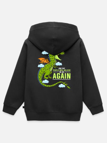 Ich liebe Drachen, Drachen, Drachen Liebhaber - Premium børne zip-hættetrøje økologisk - sort