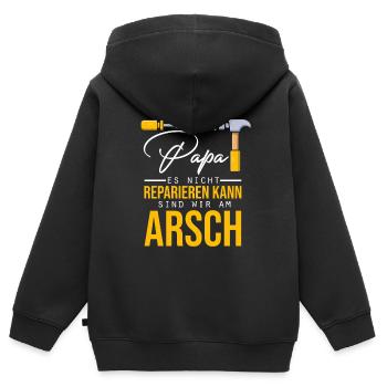 Wenn Papa es nicht reparieren kann... - Kinder Premium Organic Zip Hoodie - Schwarz - Hinten - AI Model Kid Male (0cm)