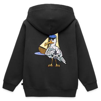 Seefahrer Seemann Schifffahrt maritim Kapitän Ahoi - Kinder Premium Organic Zip Hoodie - Schwarz - Hinten - AI Model Kid Male (0cm)