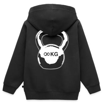 Kettlebell - Kinder Premium Organic Zip Hoodie - Schwarz - Hinten - AI Model Kid Male (0cm)