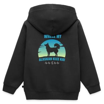 Alaskan Klee Kai - Kinder Premium Organic Zip Hoodie - Schwarz - Hinten - AI Model Kid Male (0cm)