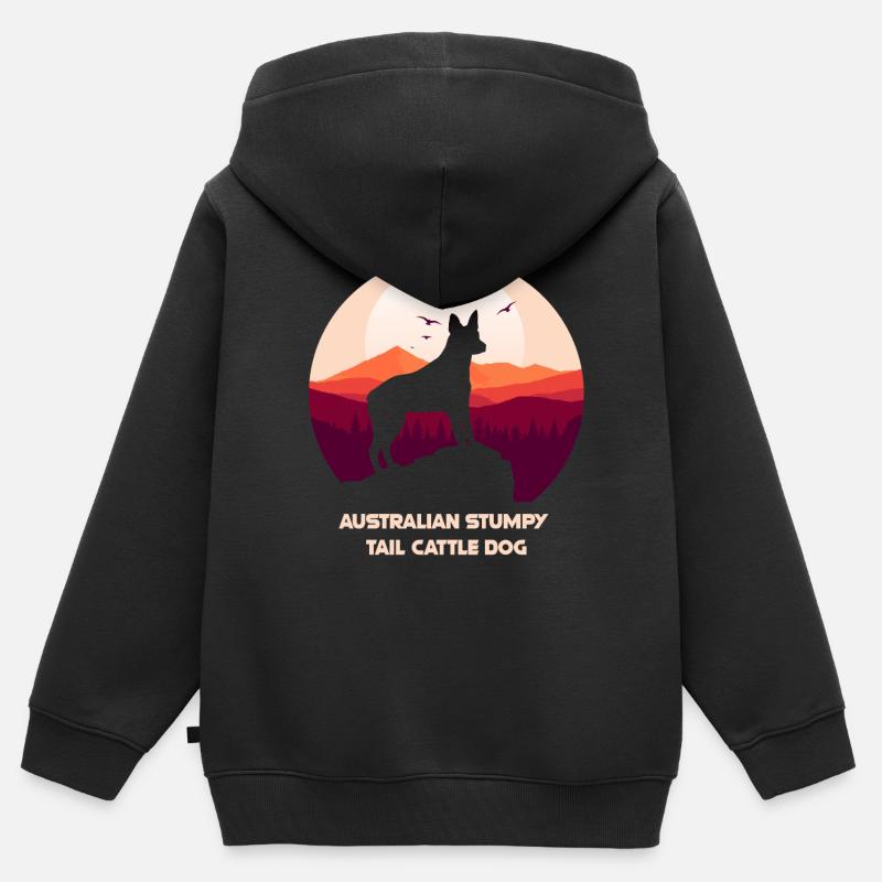 Chien de bétail australien à queue de souche - Sweat Premium à capuche zippé enfant bio - noir